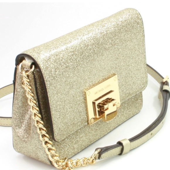 Michael Kors Tina Small Clutch PLGold Glitter - Picture 2 of 8